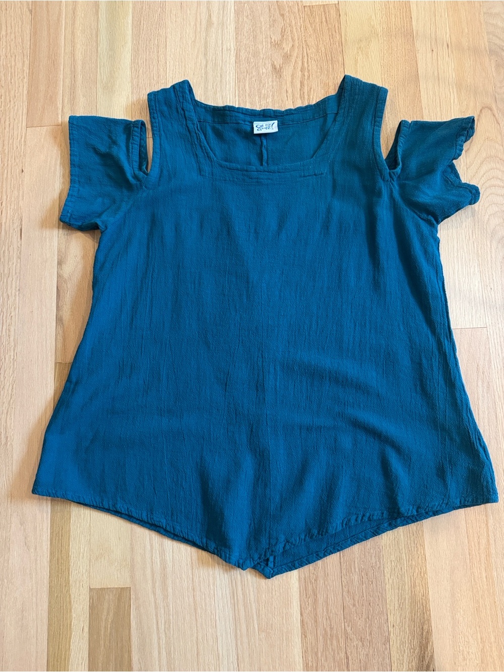 Oh My Gauze! Teal/Green Cold-Shoulder Tunic Top